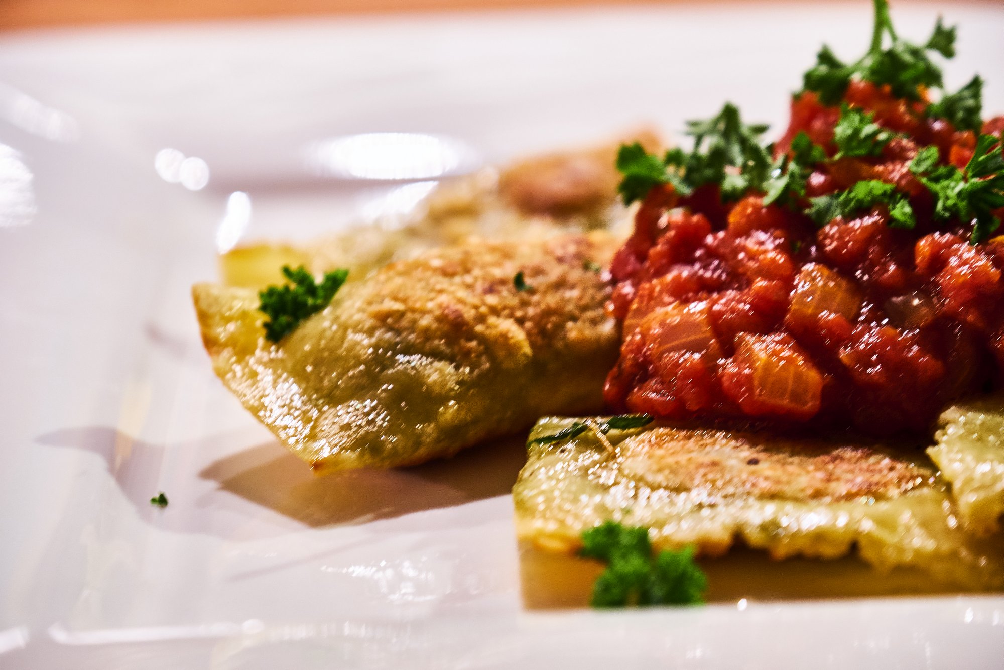 Ravioli mit Spinat Pilz Füllung